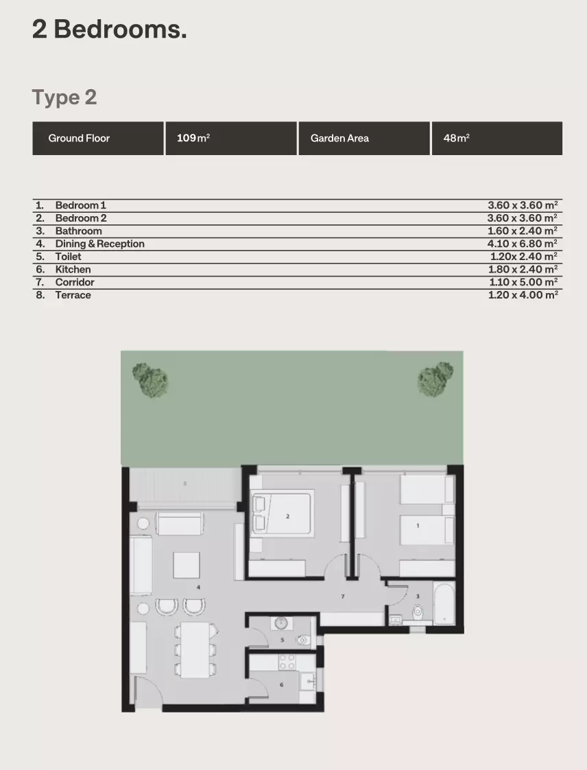 شقة · غرفتين · 109–127 م² في The Median Residences New Cairo by EGYGAB 2
