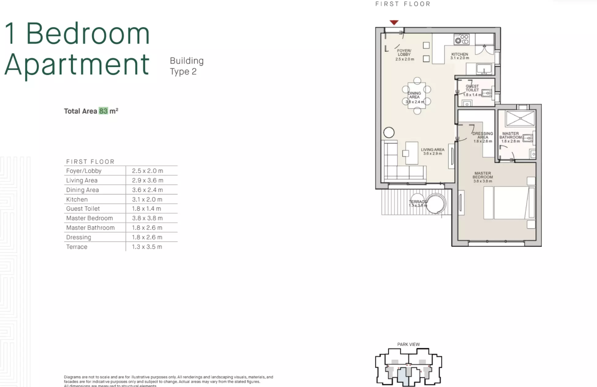 Apartment · 1 Bedroom · 82–83 m² in Hyde Park New Cairo Compound 2