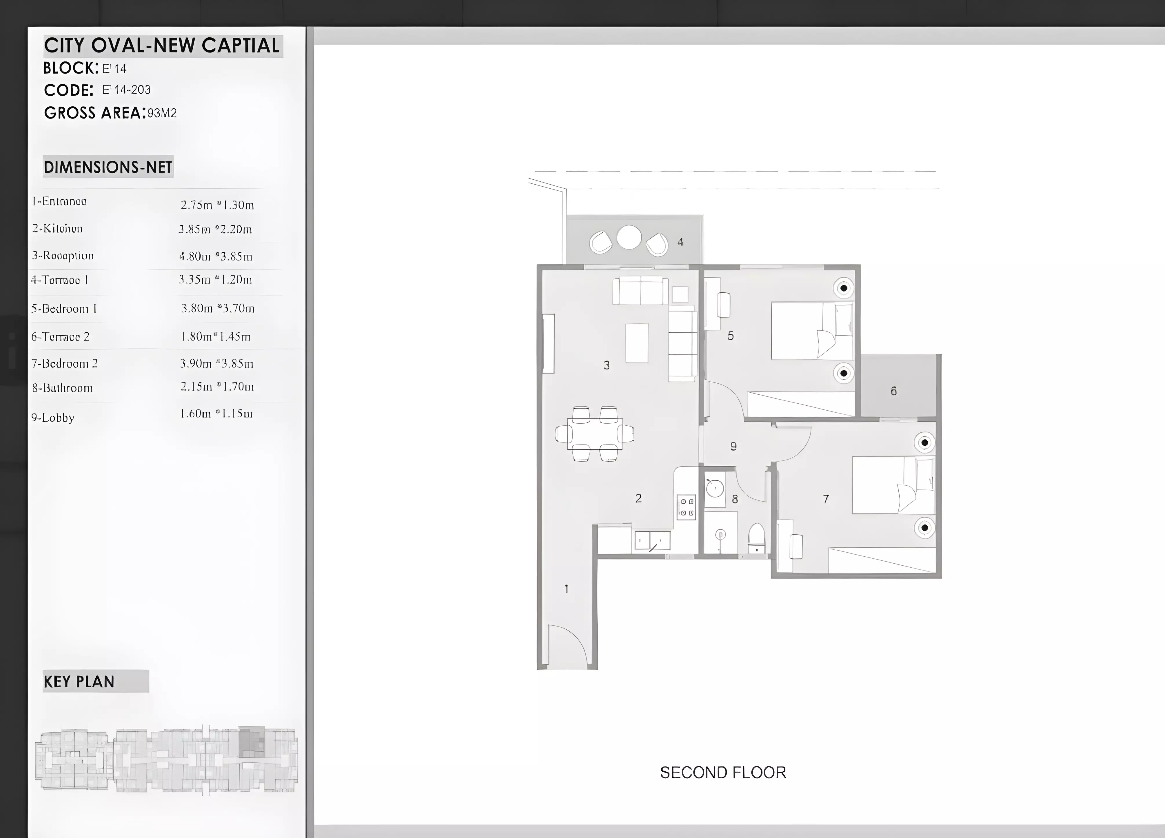 Apartment · 1 Bedroom · 93 m² in كمبوند سيتي اوفال العاصمة الإدارية 2026 Compound City Oval New Capital