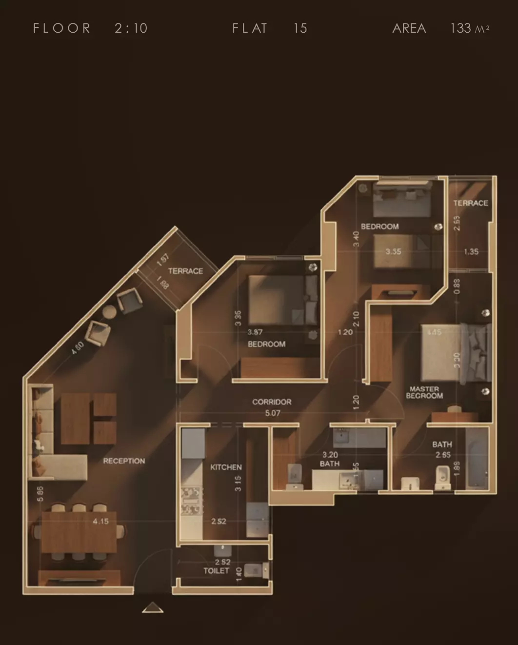 Apartment · 3 Bedrooms · 125–156 m² in Kattameya Gate 2
